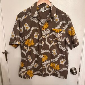 Banks Journal Men's Camp Hawaiian Shirt Everyday Journeys Brown Floral Medium